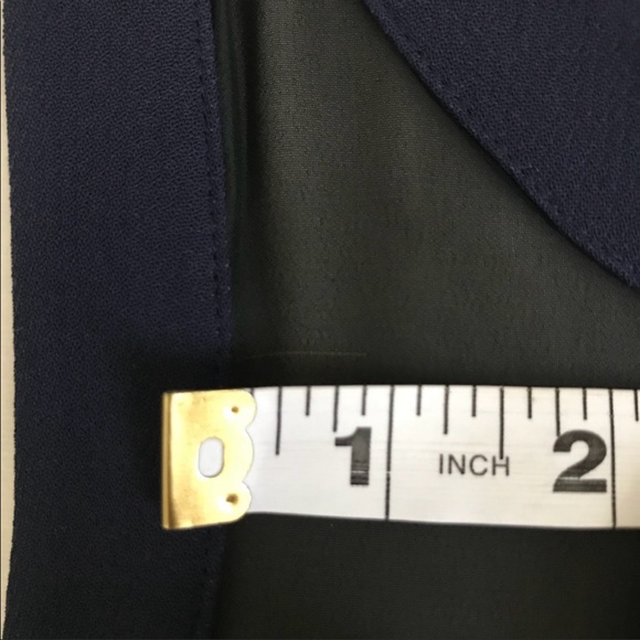 BCBG Generation navy blue mesh detail laced feminine open back cocktail dress - Picture 5 of 8